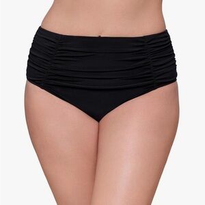 Aqua Green Women's Shirred Classic High Rise Swim Brief new